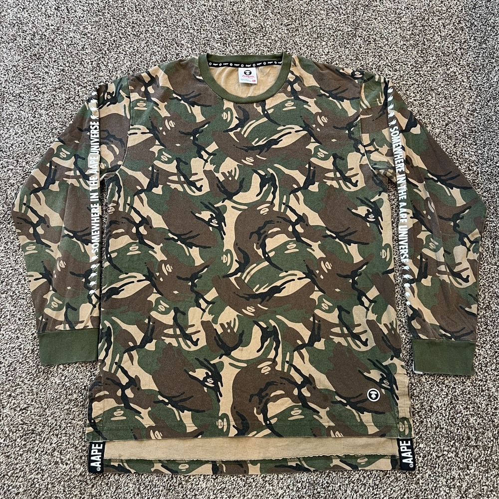 AAPE by A Bathing Ape Camo Long Sleeve Shirt XL Somewhere In The Ape Universe